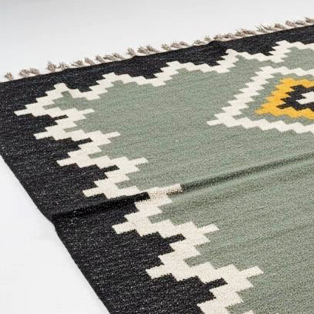 Handmade Multicolor Jute Vintage Dhurrie For Living Room